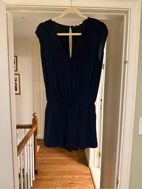 BCBGeneration Navy Sleeveless V-Neck Romper